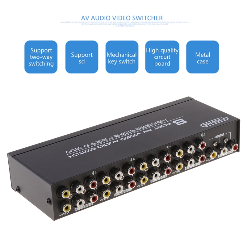 Audio Music Converter - 8-Way AV Switch RCA Switcher 8