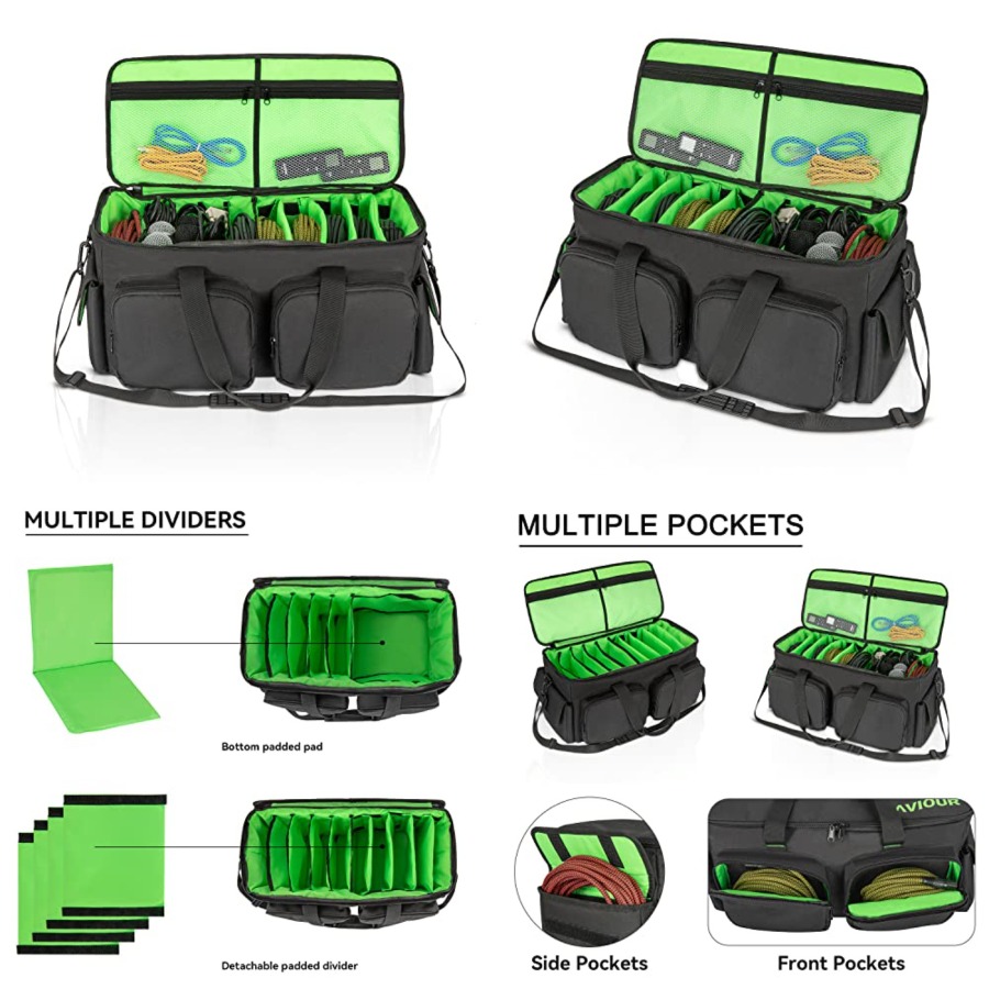 Audio Music File - DJ Cable File Bag, Detachable Padded