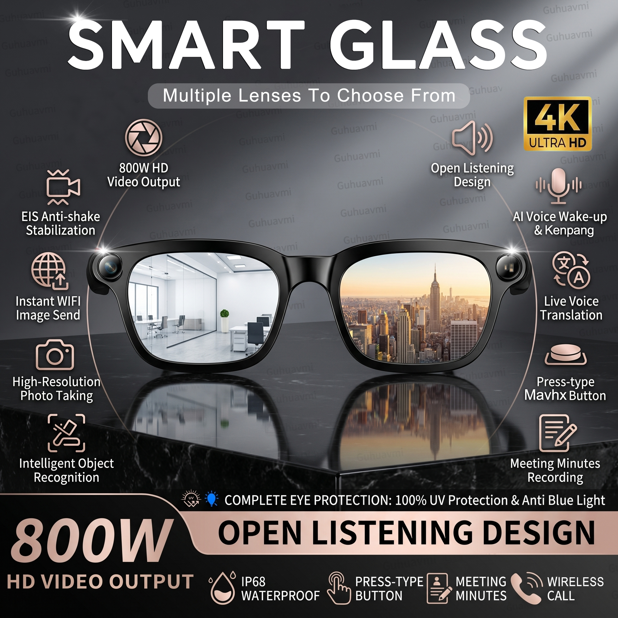New Smart AI Glasses with 800W - Audio Music To Video Ai recensie en prijs