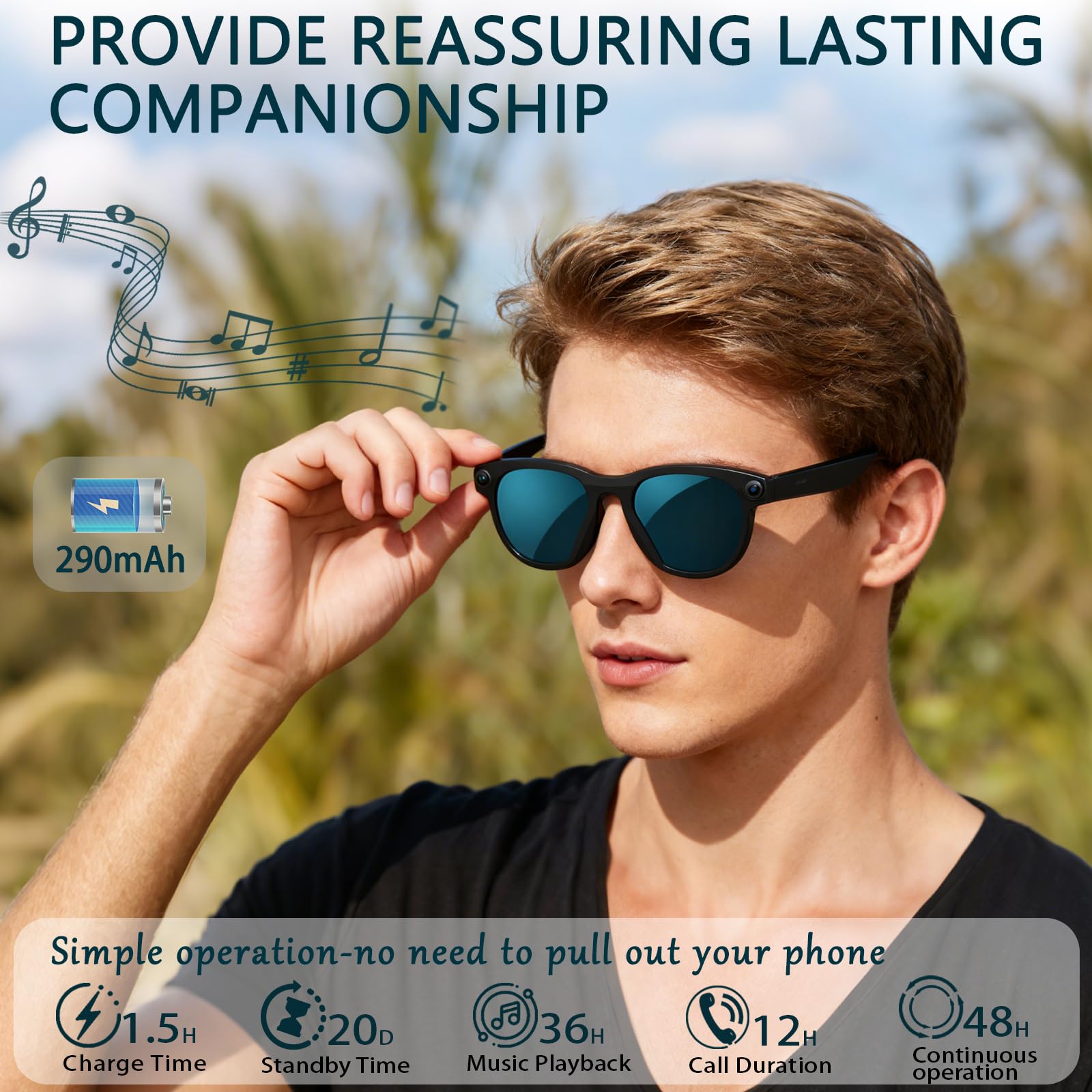 Black Smart Ai Glasses for Men - Audio Music To Video Ai recensie en prijs